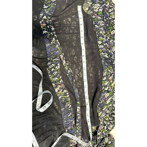 GANNI Black‎ Floral High Low Wrap Dress Womans 42 Large 10 / 12 - Picture 15 of 16